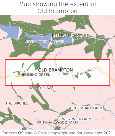 Map showing extent of Old Brampton as bounding box