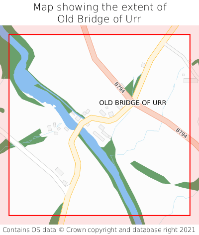 Map showing extent of Old Bridge of Urr as bounding box
