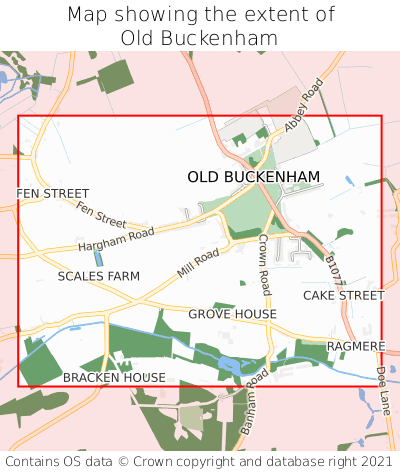 Map showing extent of Old Buckenham as bounding box