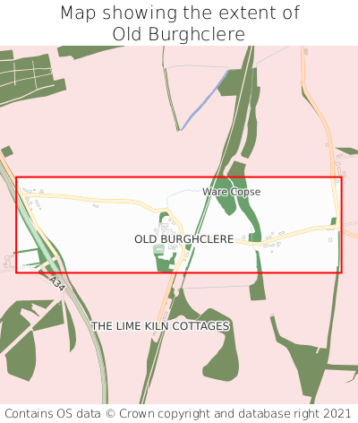 Map showing extent of Old Burghclere as bounding box