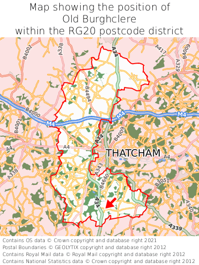 Map showing location of Old Burghclere within RG20