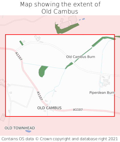 Map showing extent of Old Cambus as bounding box