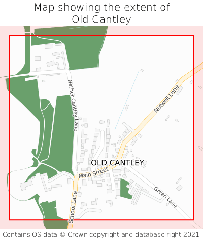 Map showing extent of Old Cantley as bounding box