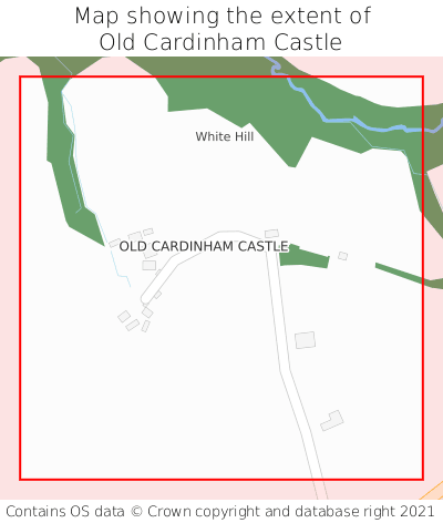Map showing extent of Old Cardinham Castle as bounding box
