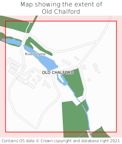 Map showing extent of Old Chalford as bounding box