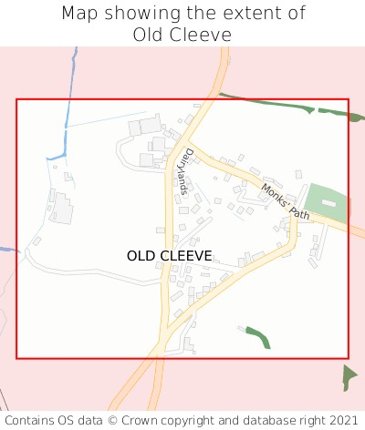 Map showing extent of Old Cleeve as bounding box