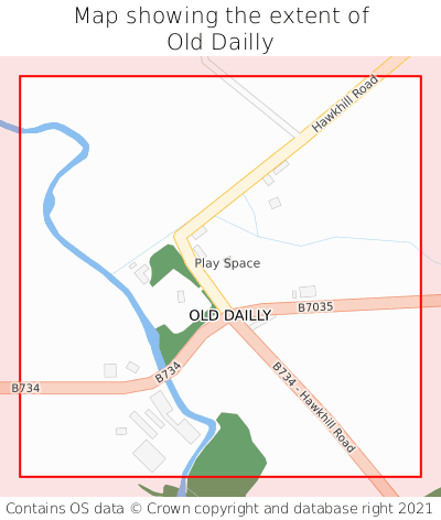 Map showing extent of Old Dailly as bounding box