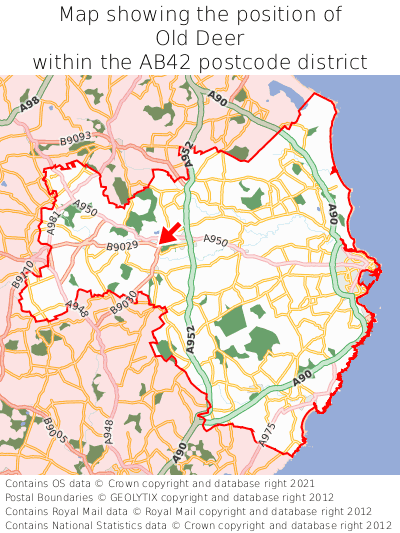 Map showing location of Old Deer within AB42