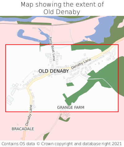 Map showing extent of Old Denaby as bounding box