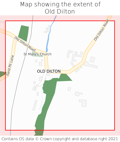 Map showing extent of Old Dilton as bounding box
