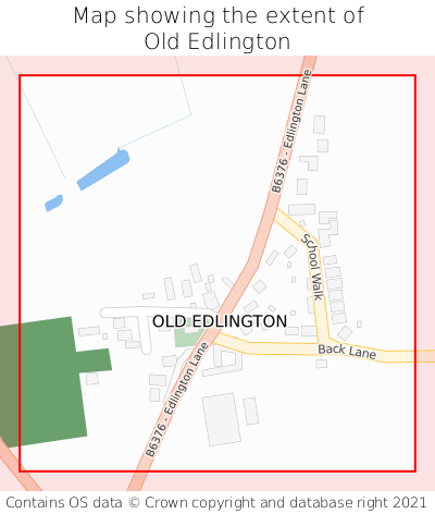 Map showing extent of Old Edlington as bounding box