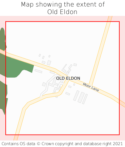 Map showing extent of Old Eldon as bounding box