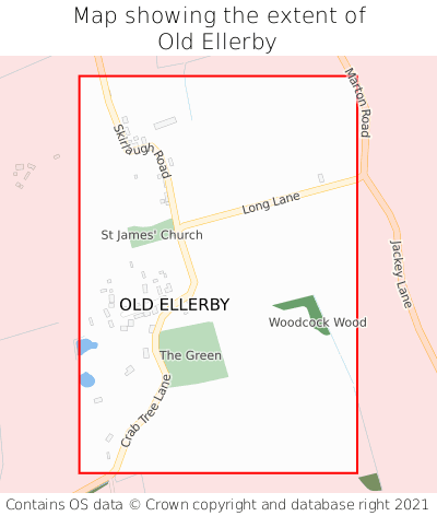 Map showing extent of Old Ellerby as bounding box