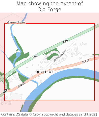 Map showing extent of Old Forge as bounding box