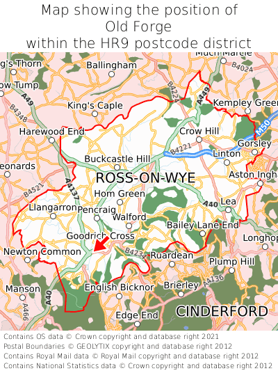 Map showing location of Old Forge within HR9