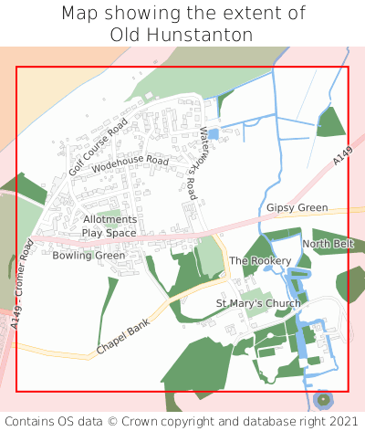 Map showing extent of Old Hunstanton as bounding box