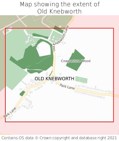 Map showing extent of Old Knebworth as bounding box