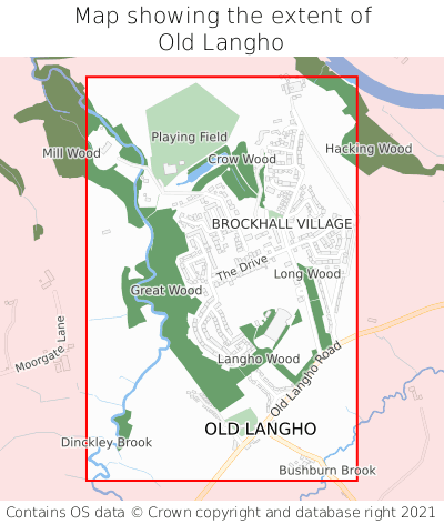 Map showing extent of Old Langho as bounding box