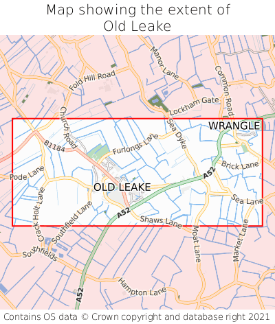 Map showing extent of Old Leake as bounding box