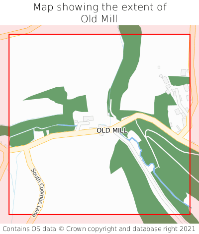 Map showing extent of Old Mill as bounding box