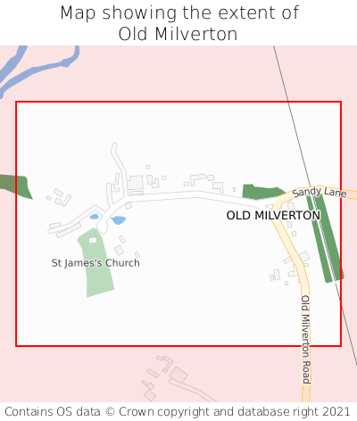 Map showing extent of Old Milverton as bounding box