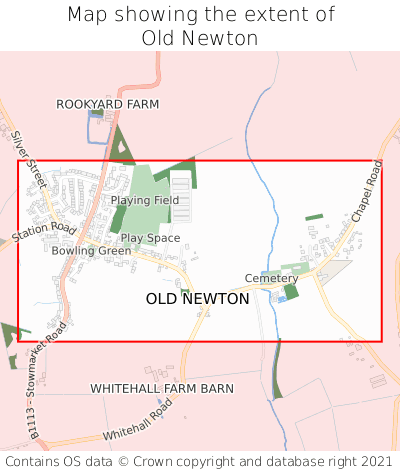 Map showing extent of Old Newton as bounding box