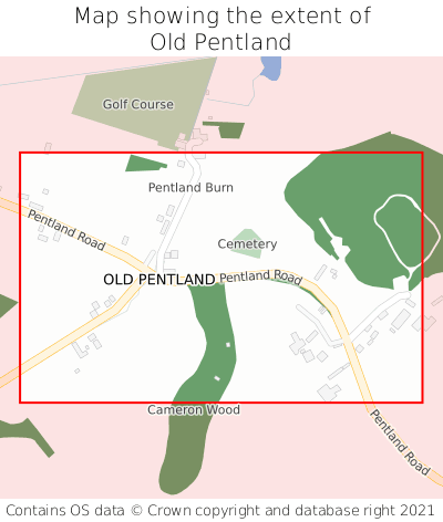 Map showing extent of Old Pentland as bounding box