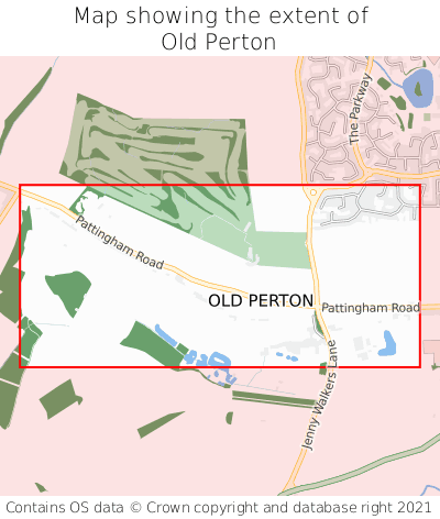 Map showing extent of Old Perton as bounding box