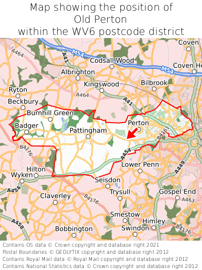 Map showing location of Old Perton within WV6