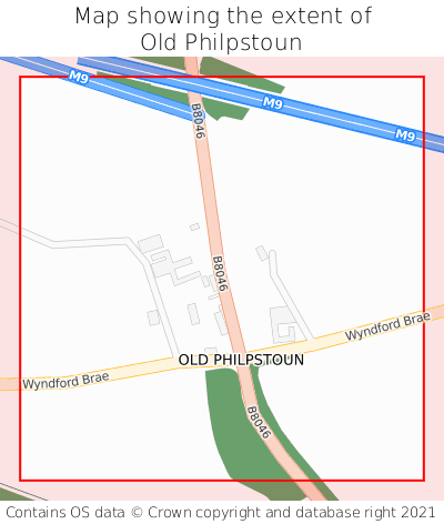 Map showing extent of Old Philpstoun as bounding box