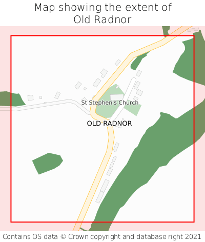 Map showing extent of Old Radnor as bounding box