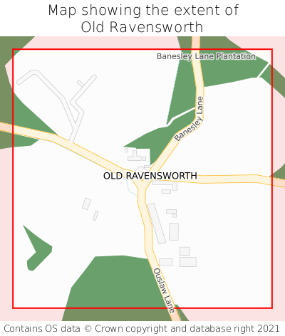 Map showing extent of Old Ravensworth as bounding box