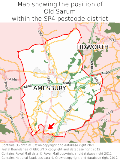 Map showing location of Old Sarum within SP4