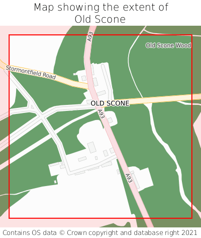 Map showing extent of Old Scone as bounding box