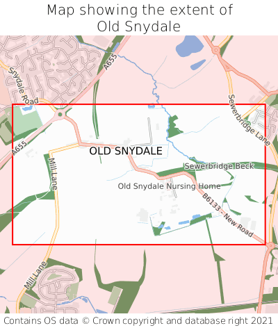 Map showing extent of Old Snydale as bounding box