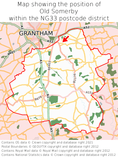Map showing location of Old Somerby within NG33
