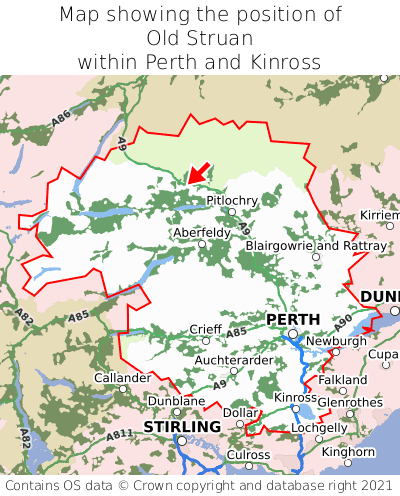 Map showing location of Old Struan within Perth and Kinross