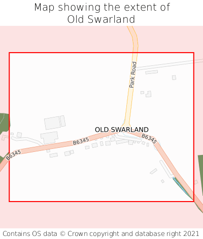 Map showing extent of Old Swarland as bounding box
