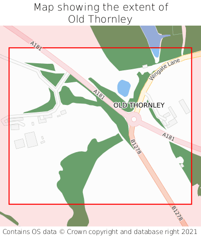 Map showing extent of Old Thornley as bounding box