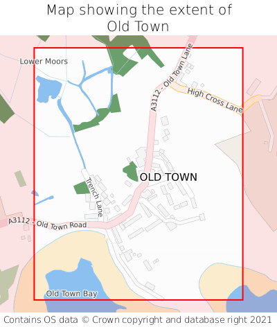 Map showing extent of Old Town as bounding box