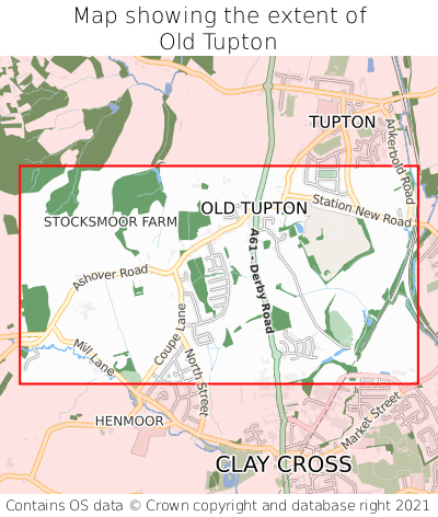 Map showing extent of Old Tupton as bounding box