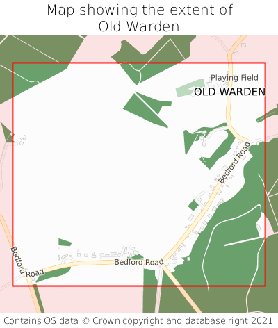 Map showing extent of Old Warden as bounding box