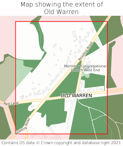 Map showing extent of Old Warren as bounding box