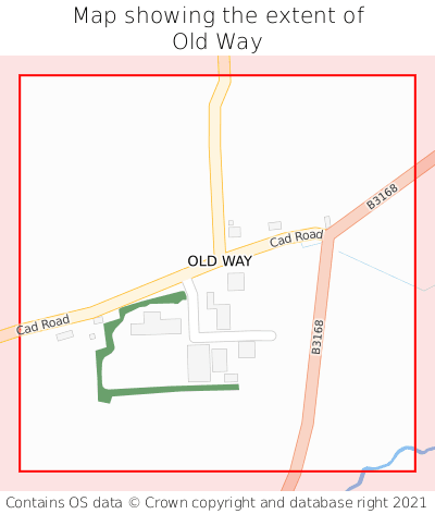 Map showing extent of Old Way as bounding box