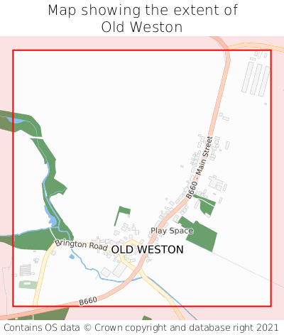 Map showing extent of Old Weston as bounding box