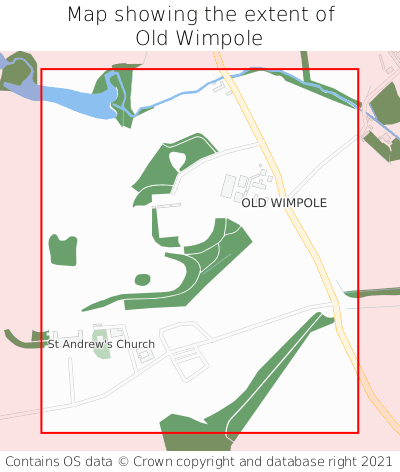 Map showing extent of Old Wimpole as bounding box