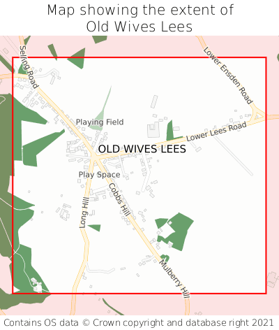 Map showing extent of Old Wives Lees as bounding box