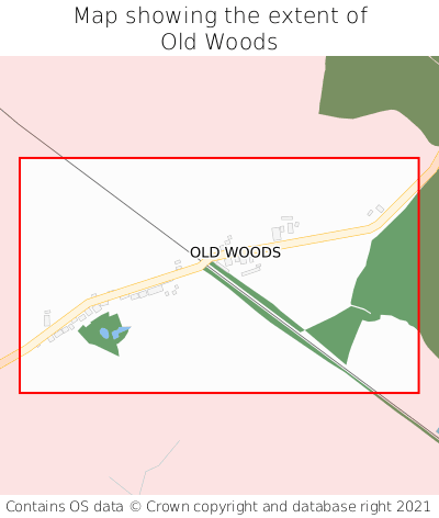 Map showing extent of Old Woods as bounding box