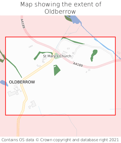 Map showing extent of Oldberrow as bounding box