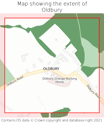 Map showing extent of Oldbury as bounding box